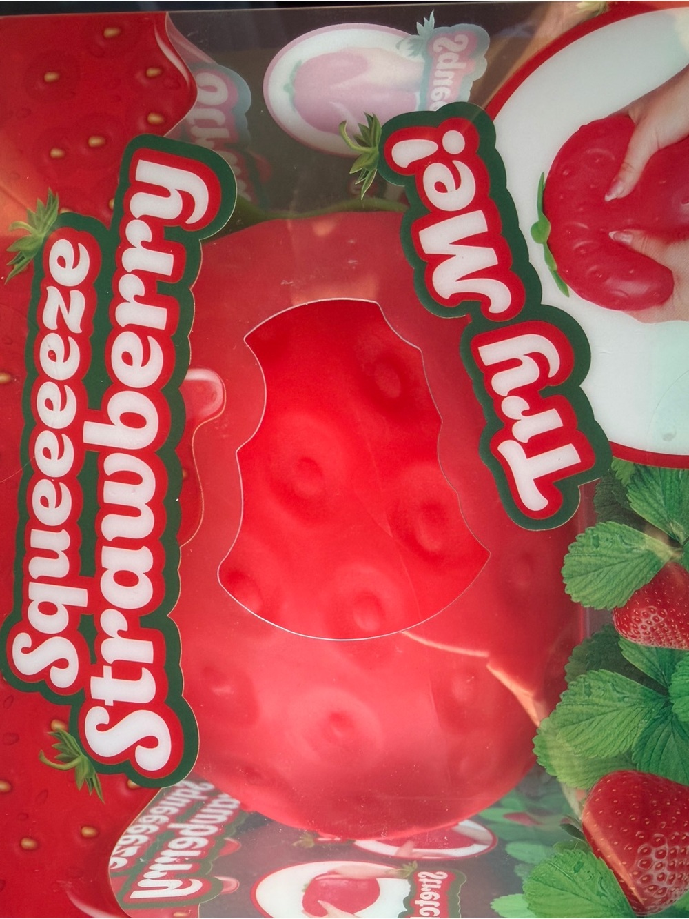 Large Squeezeezy Strawberry Red fidget Toy